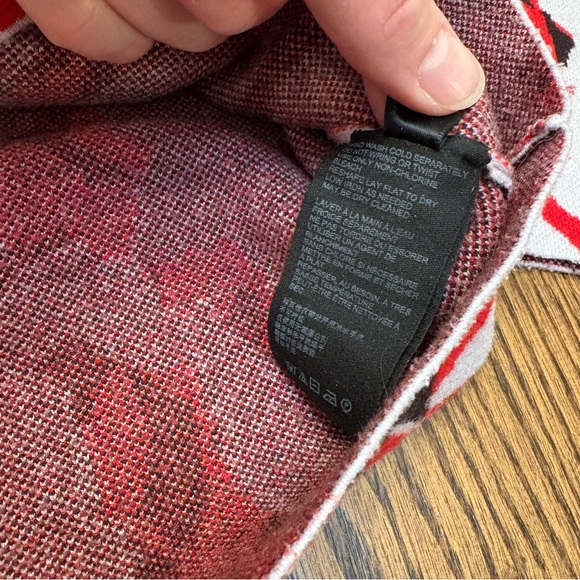 Anthropologie Mock Neck Floral Lizzy Knit Sweater Size Small Red Gray & Black - Picture 7 of 12